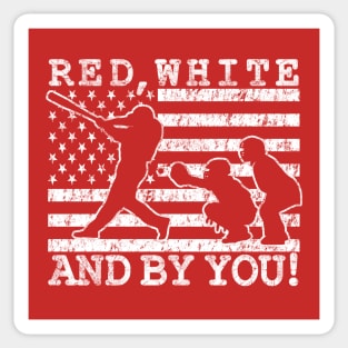 Funny Softball or Baseball Pitcher RED WHITE AND BY YOU Pitcher American Glag Sticker